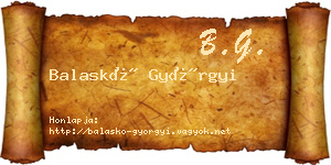Balaskó Györgyi névjegykártya